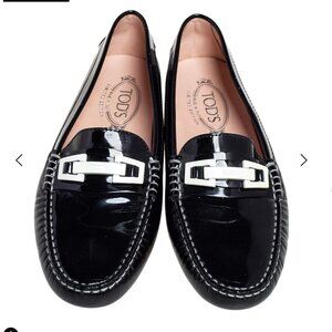 Tod's Black Patent Leather Horsebit Loafers Size 36.5
